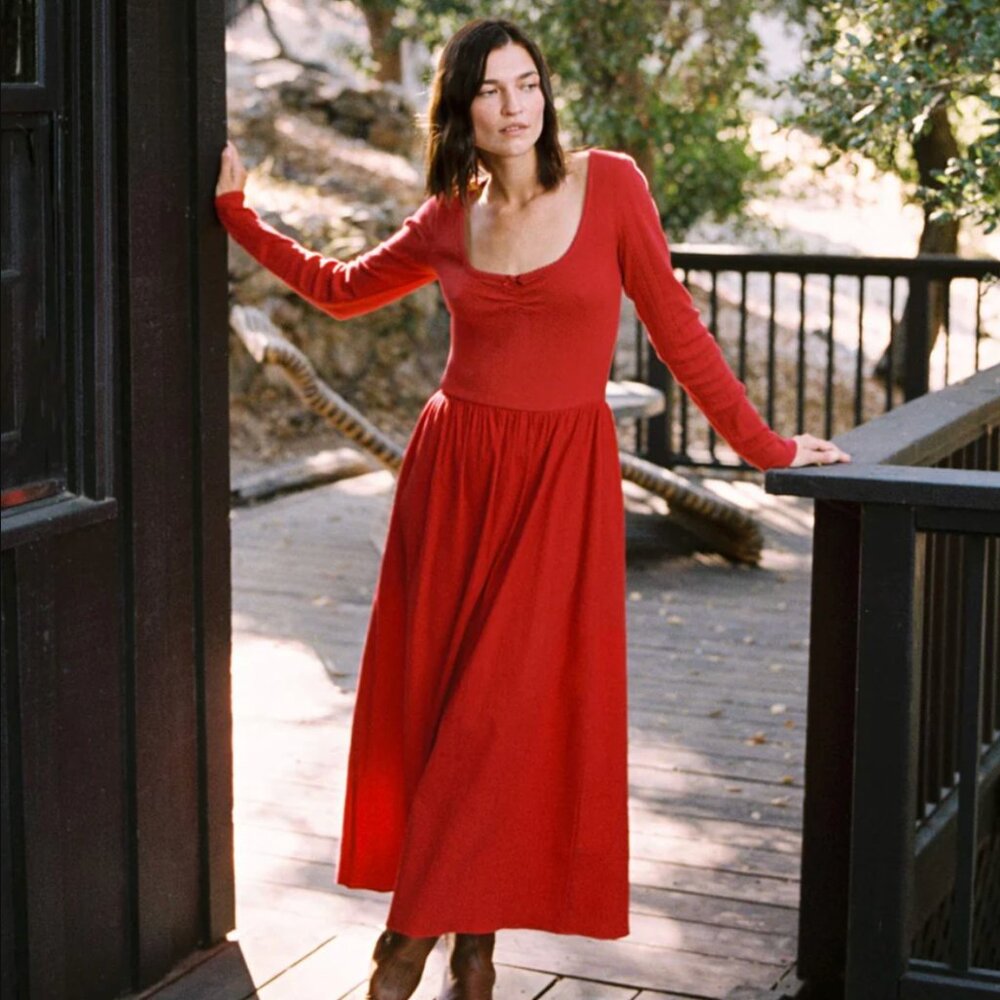 SOLD // Christy Dawn Ramona Dress in Crimson Size M - Picture 4 of 6